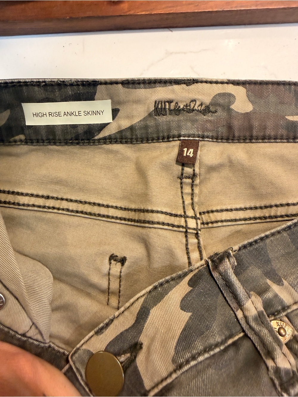Kut from the Kloth Men's Camo Slim Straight Jeans - Olive Green and Tan - Picture 3 of 8